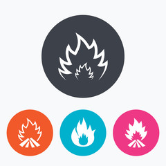Fire flame icons. Heat signs.