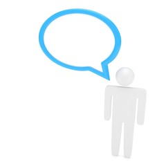 3d man with talk bubbles isolated over a white background