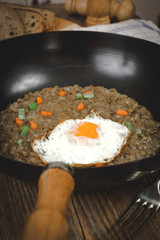Lentils with egg