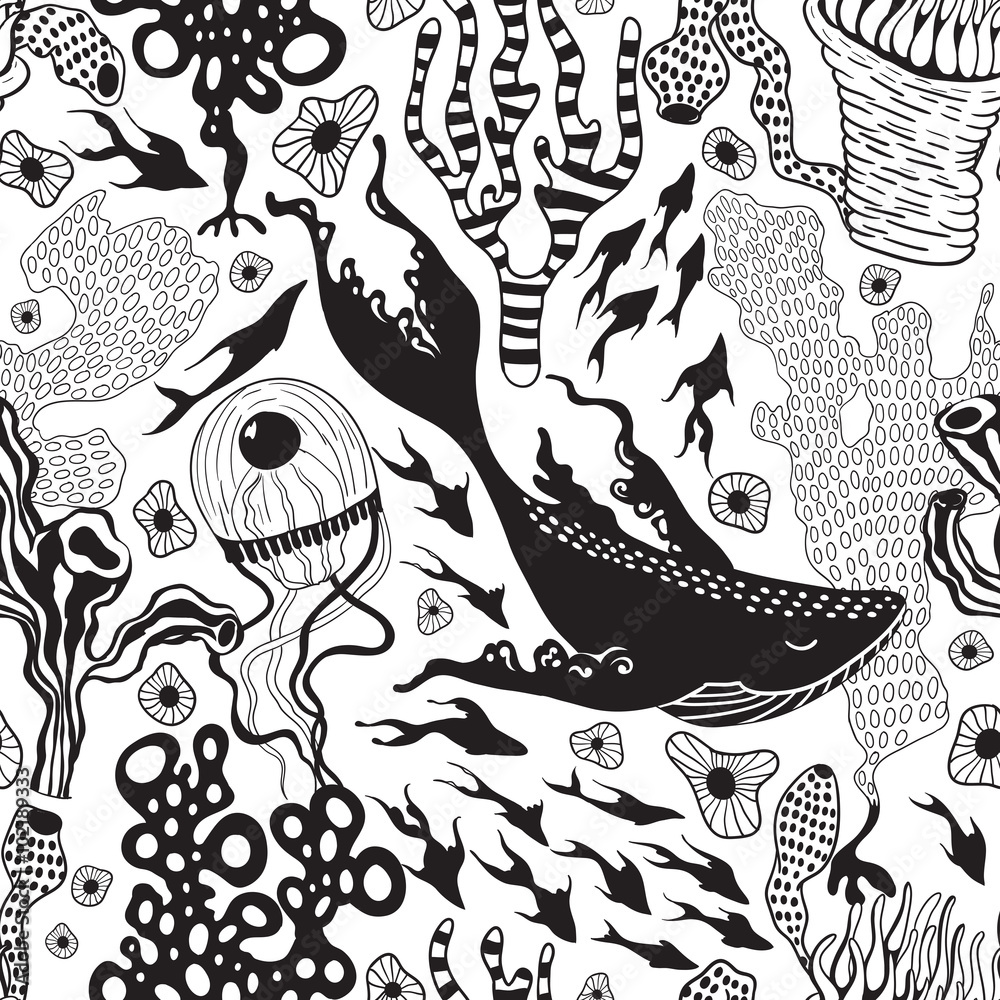 Poster Deep ocean. Vector seamless pattern