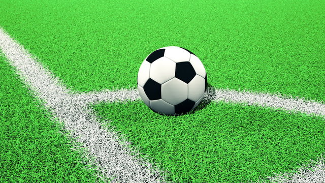 Football/soccer ball on a field corner