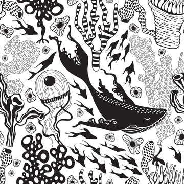 Deep ocean. Vector seamless pattern