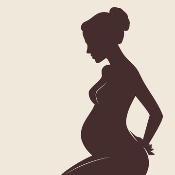 Silhouette of beautiful pregnant woman Vector illustration