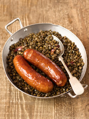 rustic sausage with lentil