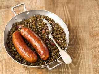 rustic sausage with lentil