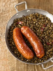 rustic sausage with lentil