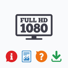 Full hd widescreen tv. 1080p symbol.