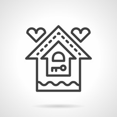 Mortgage for young family black line vector icon