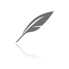 Icono de una pluma con reflejo. Ilustración vectorial aislada