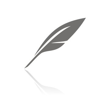 Icono de una pluma con reflejo. Ilustraci&oacute;n vectorial aislada