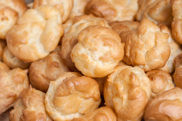 Close up image of typical french profiteroles.