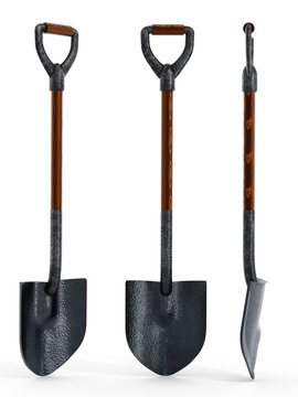 Shovel with three different angles