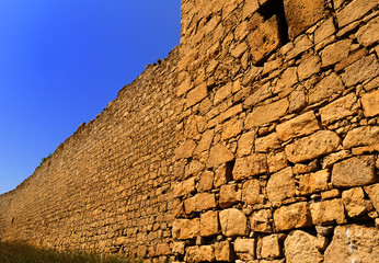 Stone wall at sunset