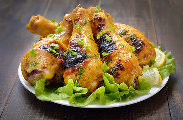 Fried chicken drumsticks