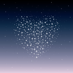 Fototapeta premium Starry heart as a galaxy. Valentine's day abstract background. Vector illustration 