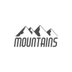 Hand drawn mountain badge. Wilderness old style typography label. Minimalistic line design . Retro mountain logo design. vector Inspirational vintage hipster brand design.