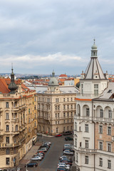 Prague, Czech Republic, Old Town in a retro style winter, cold toning. color images of Europe with space for text.