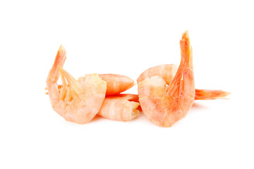Fresh boiled shrimps isolated on a white