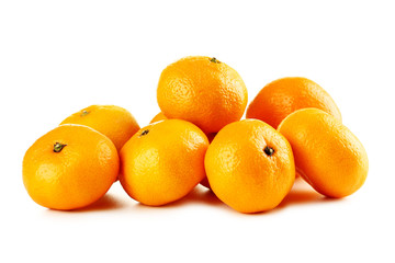 Ripe mandarins isolated on a white