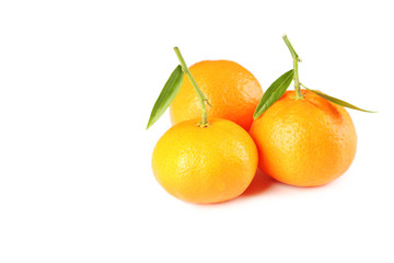Ripe mandarin isolated on a white background