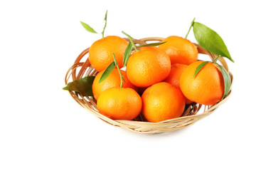 Ripe mandarin isolated on a white background