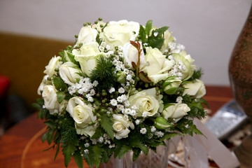 beautiful wedding bouquet from white roses