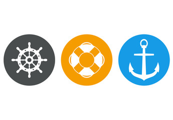 Iconos planos marineros en varios colores #1