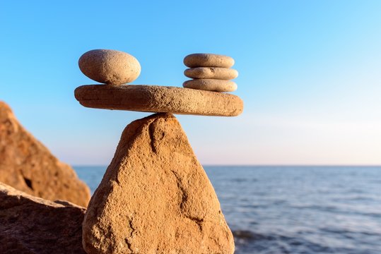 Zen stones on coast