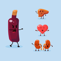 Wine Harm. Vector Illustration Set