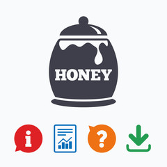 Honey in pot sign icon. Sweet natural food.