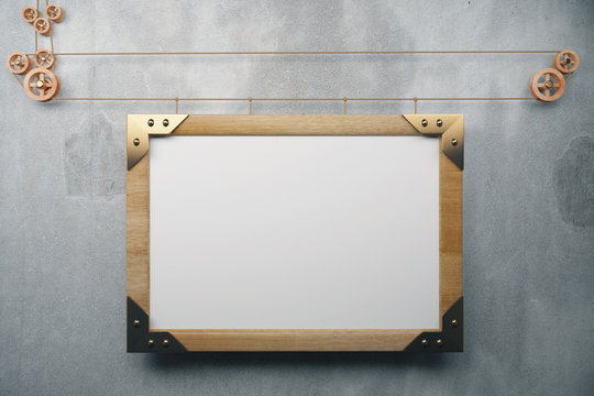 Blank picture frame in the style of steampunk, mock up