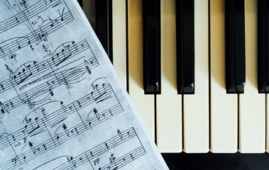 Fototapeta premium piano keys and musical notes