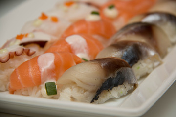 Various sushi on the  platter