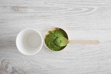 Matcha latte preparation step one
