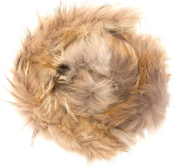 a piece of brown fur on a white background
