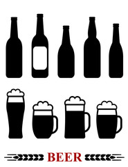 beer bottle and mug with foam set