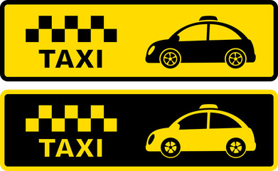black and yellow retro taxi symbol