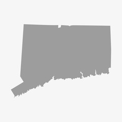 Map the State of Connecticut in gray on a white background