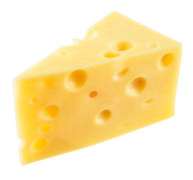 Piece of cheese isolated. With clipping path.