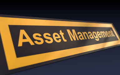 Obraz premium 3d asset management plate with golden lettering and depth of field