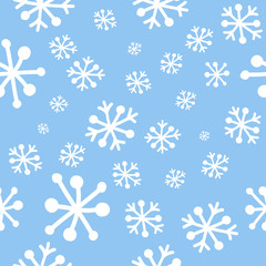 White Snowflakes seamless Pattern on a blue background.