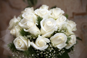 beautiful wedding bouquet of white roses