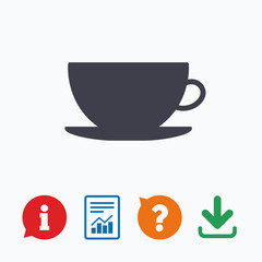 Coffee cup sign icon. Coffee button.