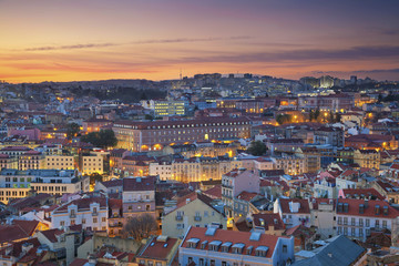 Fototapeta na wymiar Lisbon. Image of Lisbon, Portugal during dramatic sunset.