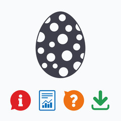 Easter egg sign icon. Easter tradition symbol.