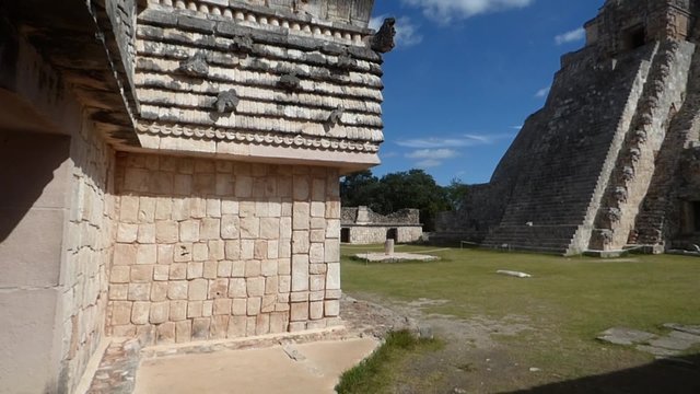 uxmal piramids overwiev in yucatan, mexico