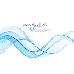 Abstract vector background, blue wavy 