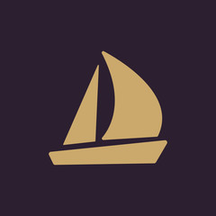The sailboat icon. Sailing ship symbol. Flat