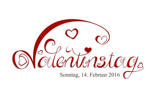 Valentinstag - 14.02.2016 - Schreibschrift mit vielen Schnörkeln Verzierungen und Herzen