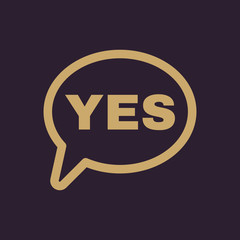The YES speech bubble icon. Yes symbol. Flat